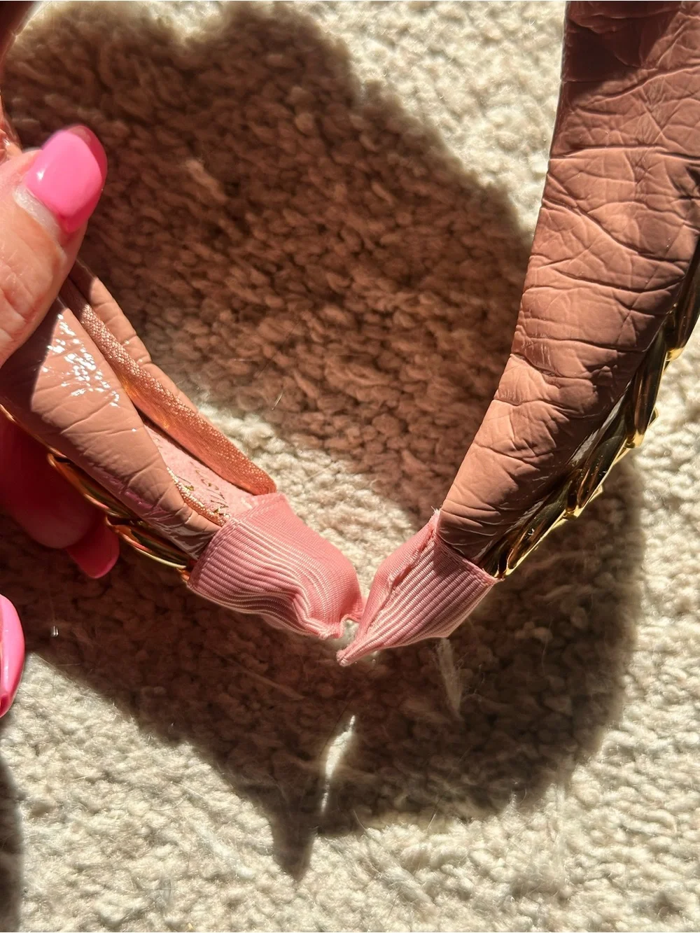Kitsch Light pink leather chain knot headband